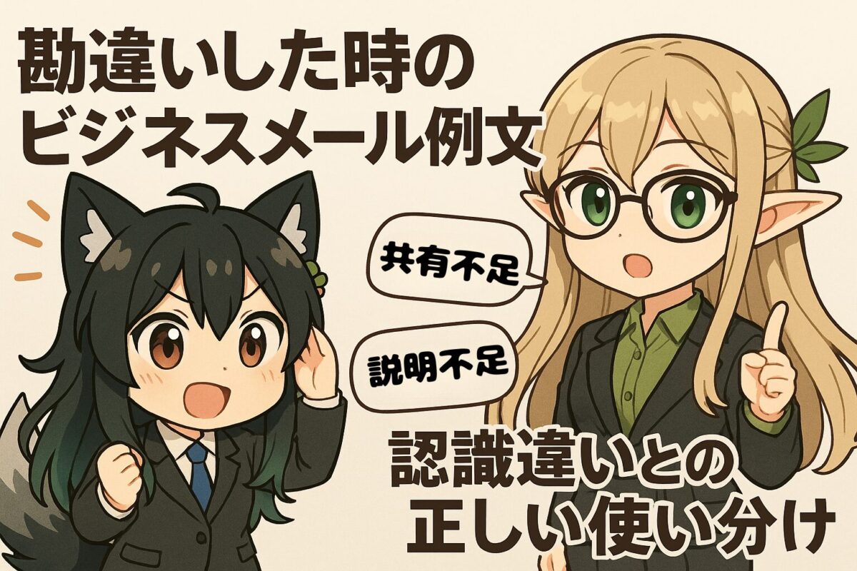 勘違いした時のビジネスメール例文と認識違いとの正しい使い分け