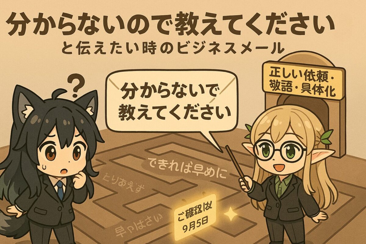 「分からないので教えてください」と伝えたい時のビジネスメール