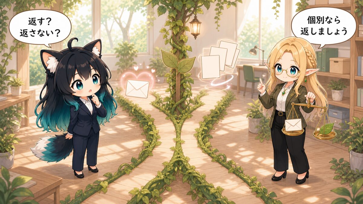 返信するか迷ったときの境界線を考えるイメージ