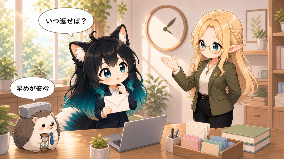 お礼メールへの返信タイミングを考えるイメージ