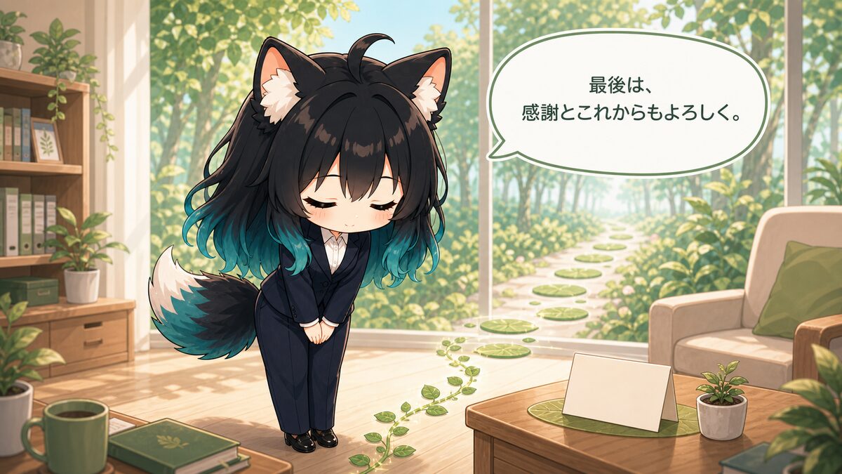 最後の言葉は感謝と今後の関係で締める