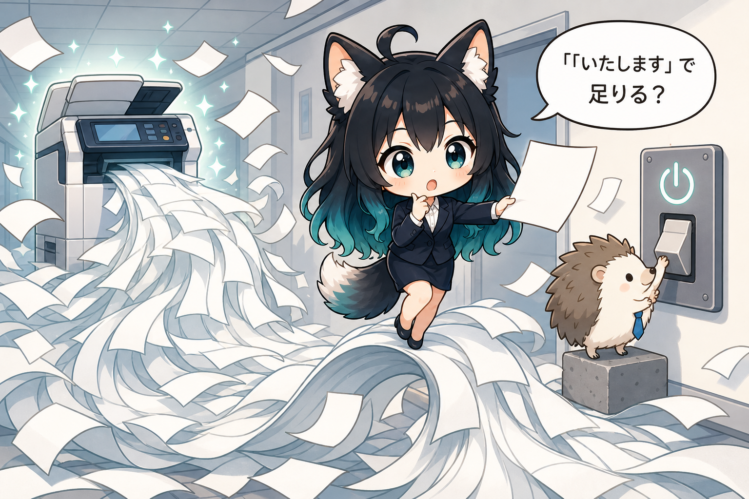 「させていただく」の乱用を見直し、簡潔な「いたします」で足りるか考えるアカネとはりたも